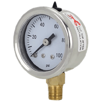 Reotemp Industrial Stainless/Brass Gauge, Series PG 15/20