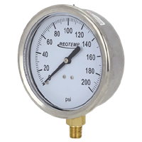 Reotemp Industrial Stainless/Brass Gauge, Series PG 25/40C