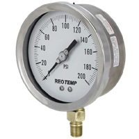 Reotemp Repairable Stainless/Brass Gauge, Series PG 25/40S