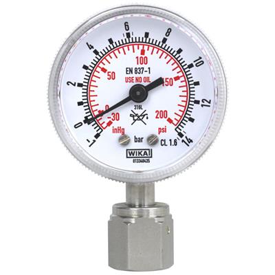 Bourdon Tube Pressure Gauge, Stainless Steel - 230.15